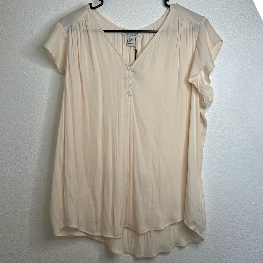 RACHEL ZOE lightweight cream short sleeve blouse, XL, NWT
